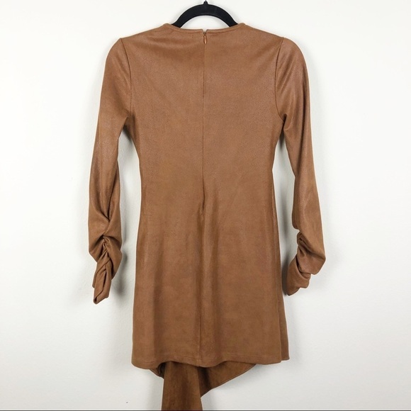 Ronny Kobo Hadassah Faux Leather Ruched Long Sleeve Mini Dress Cocktail Party - Picture 4 of 10